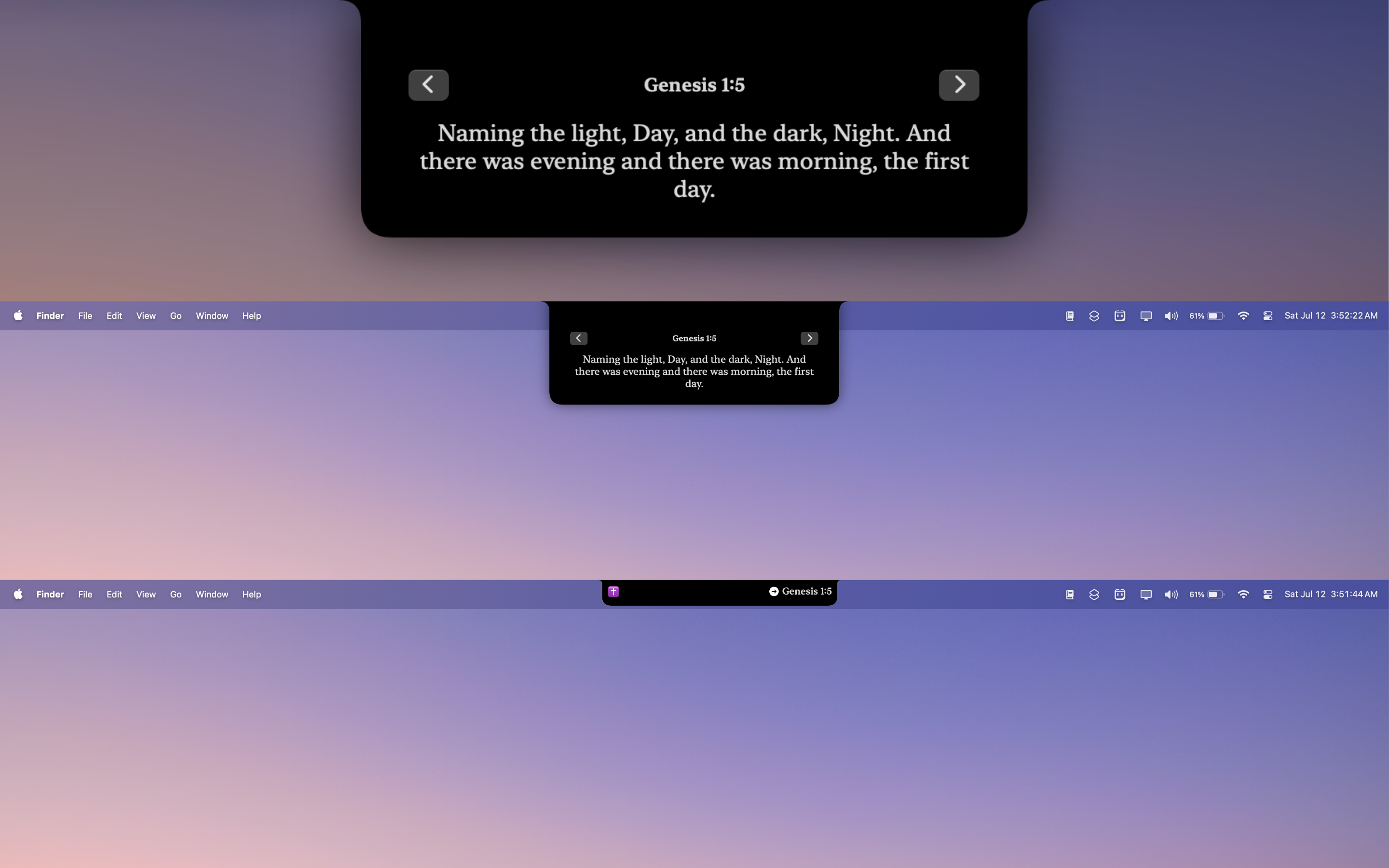 Verse displayed on the notch